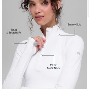 ALO Yoga Women's Long Sleeve White Mock Neck Top